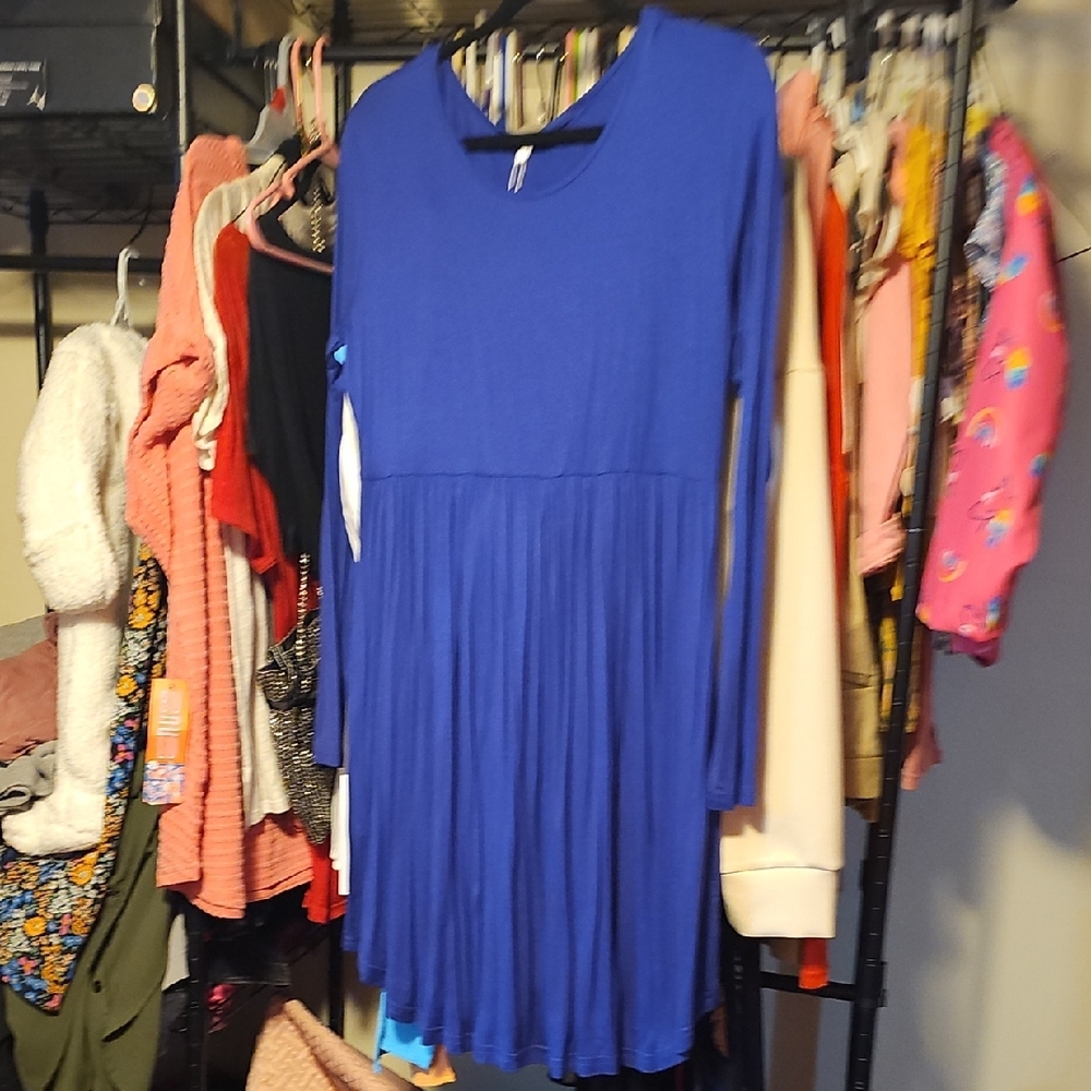 Elegant Blue Long Sleeve Dress